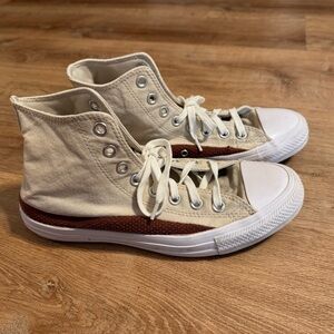 Converse Chuck Taylor High Top Cream Brown Knit Trim Mens 7 Womens 9